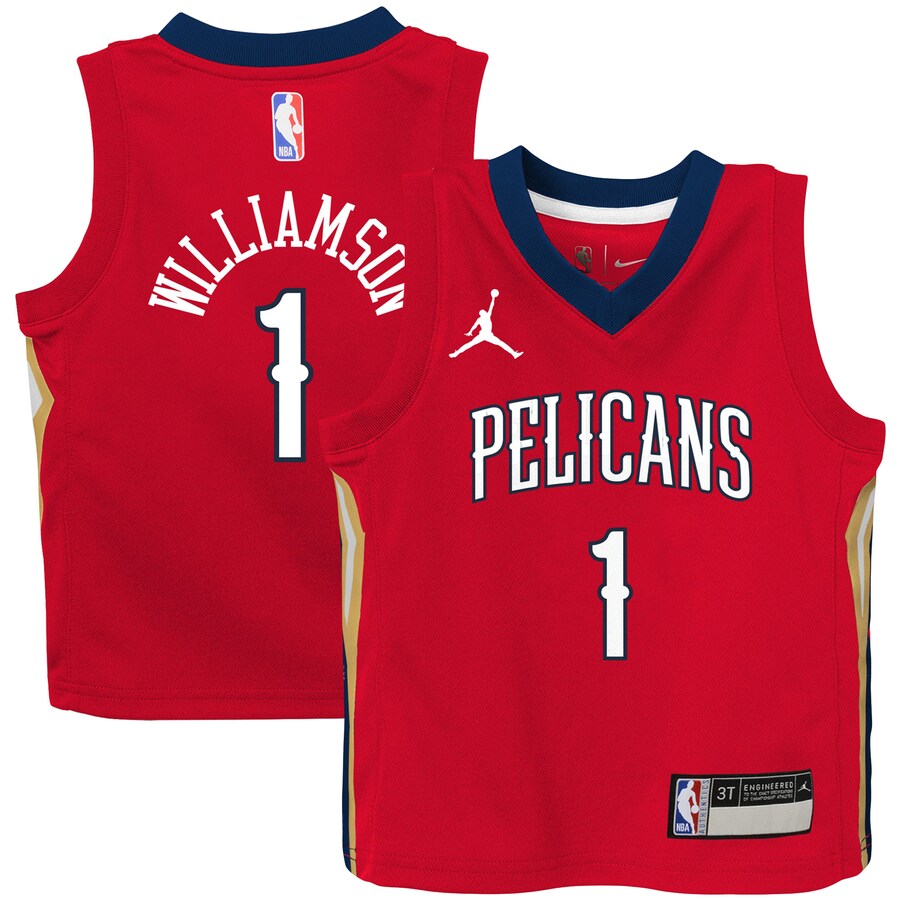 Toddler New Orleans Pelicans Zion Williamson Jordan Brand Red 2020/21 Jersey - Statement Edition - Puhuasuan