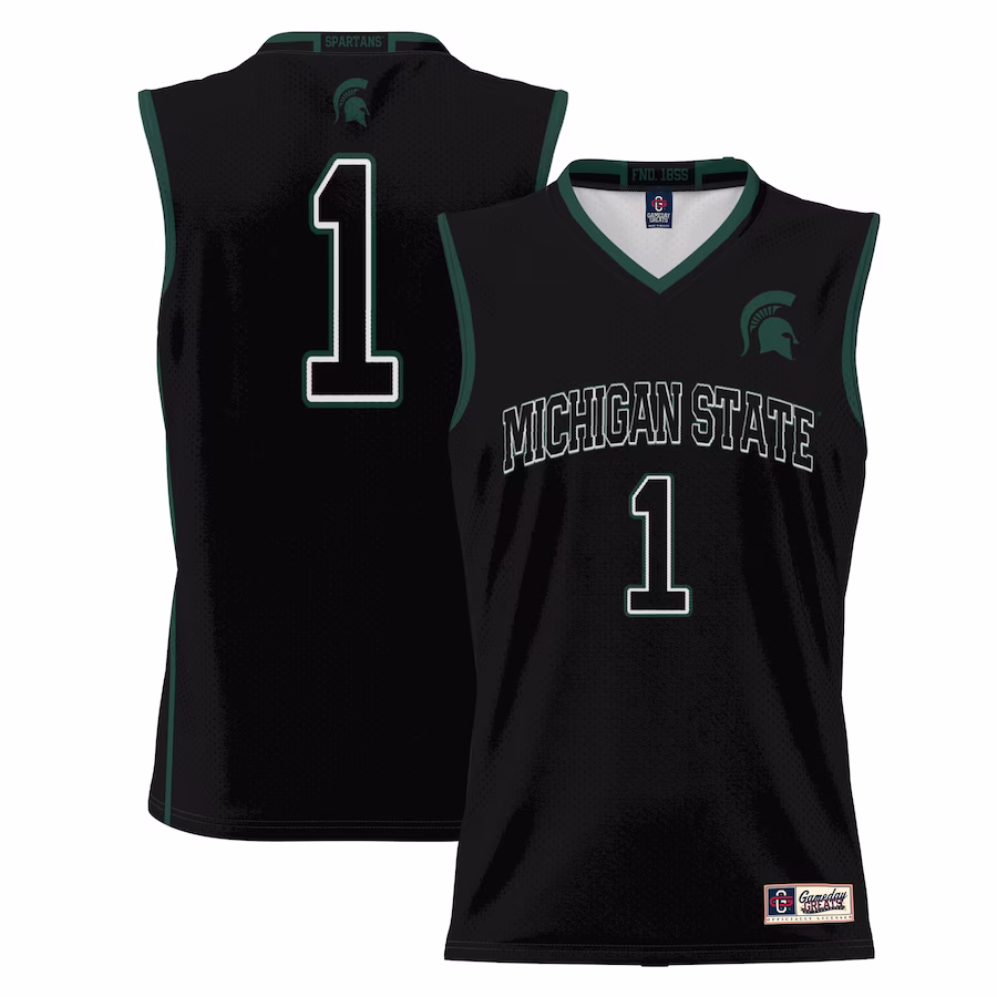 #1  Michigan State Spartans GameDay Greats  Lightweight Basketball Jersey - Black - Puhuasuan