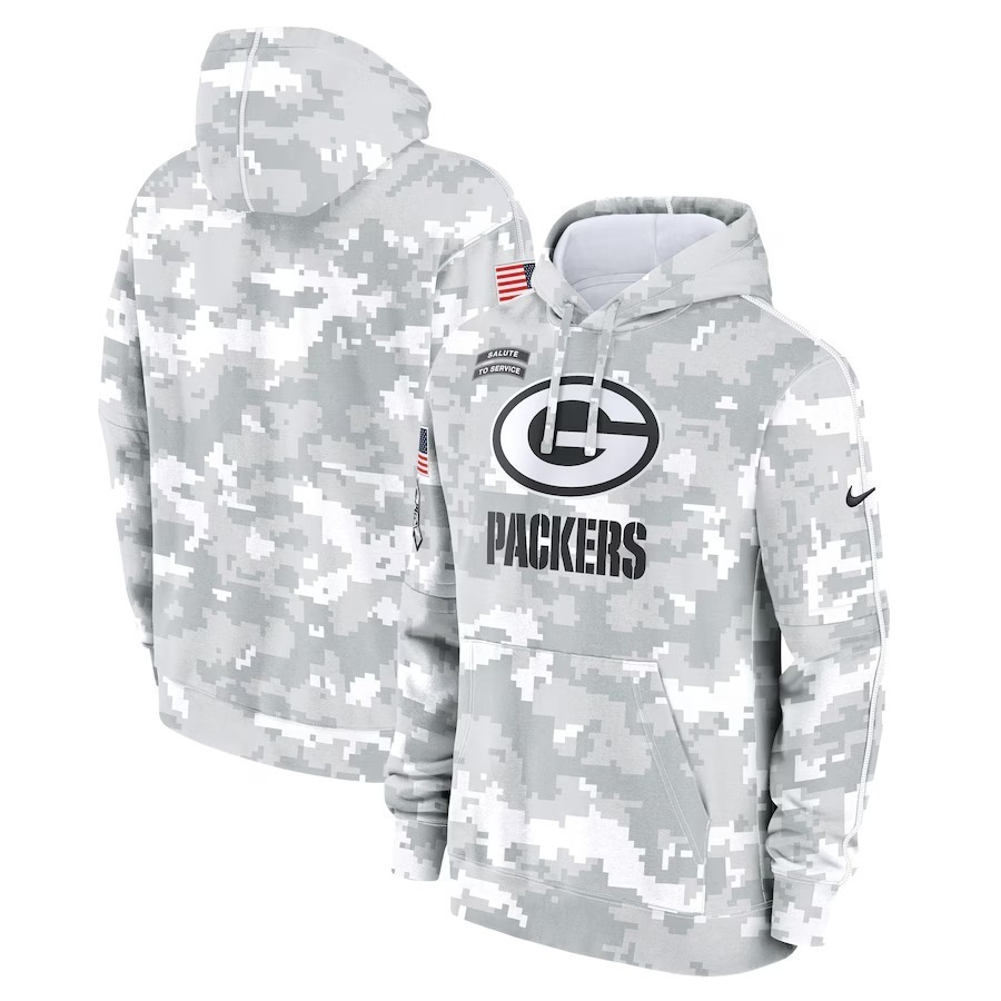 Men's Green Bay Packers Nike Arctic Camo 2024 Salute To Service Big & Tall Club Fleece Pullover Hoodie - Puhuasuan