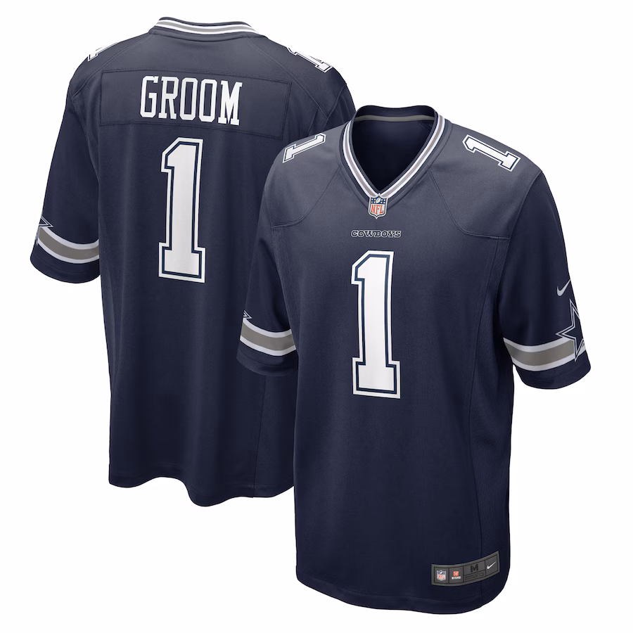 Men's Dallas Cowboys Number 1 Groom Nike Navy Game Jersey - Puhuasuan