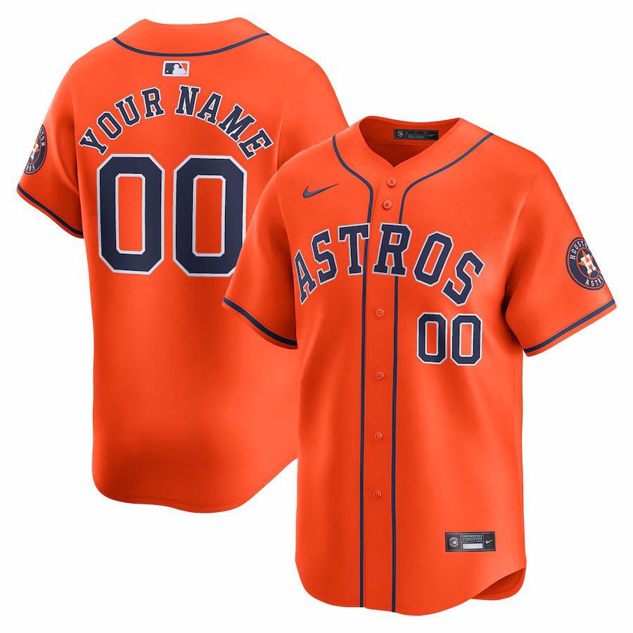 Men's Houston Astros  Nike Orange  Alternate Limited Custom Jersey - Puhuasuan