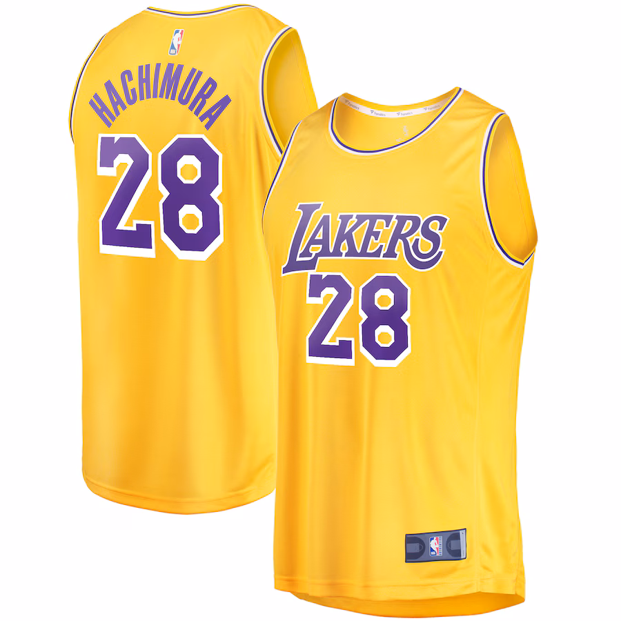 Men's Los Angeles Lakers Rui Hachimura Fanatics Gold Fast Break Player Jersey - Icon Edition - Puhuasuan