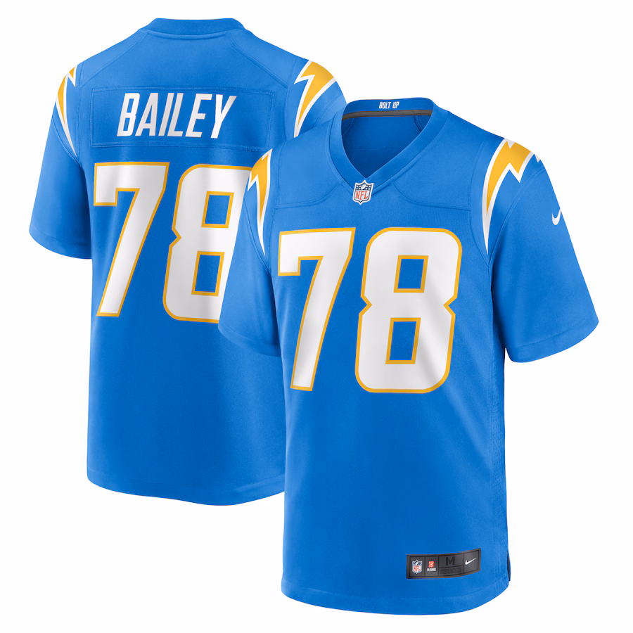 Men's Los Angeles Chargers Zack Bailey Nike Powder Blue Player Game Jersey - Puhuasuan