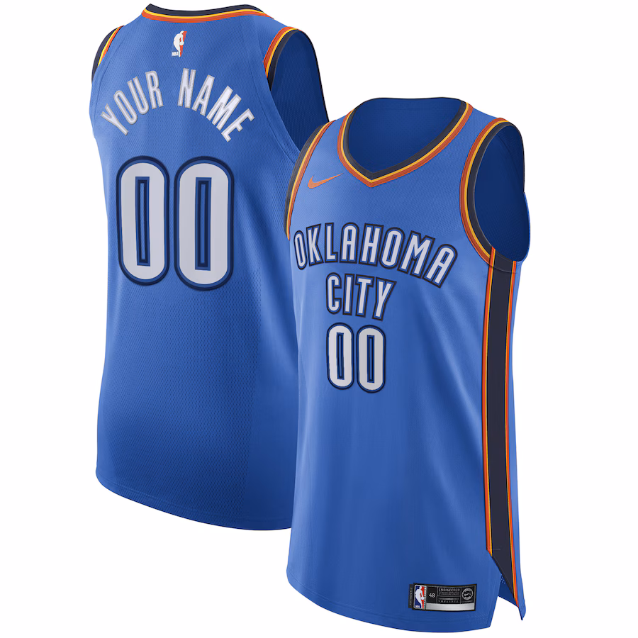 Men's Oklahoma City Thunder Nike Blue Authentic Custom Jersey - Icon Edition - Puhuasuan