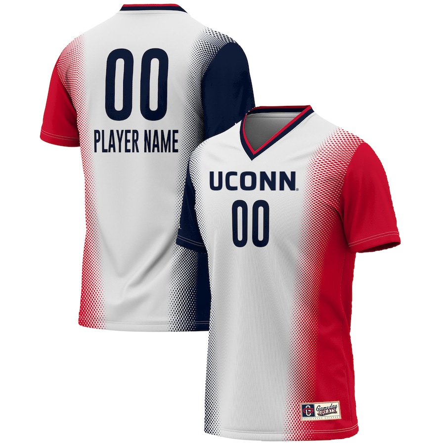 UConn Huskies GameDay Greats Unisex NIL Pick-A-Player Lightweight Women's Soccer Jersey - White - Puhuasuan