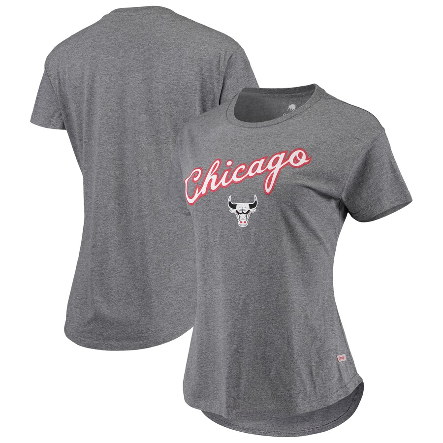 Women's Chicago Bulls Sportiqe Heathered Gray City Edition Phoebe Tri-Blend T-Shirt - Puhuasuan