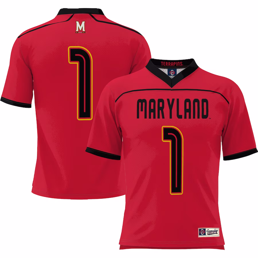 #1 Maryland Terrapins GameDay Greats Youth Men's Lacrosse Lightweight Fashion Jersey - Red - Puhuasuan