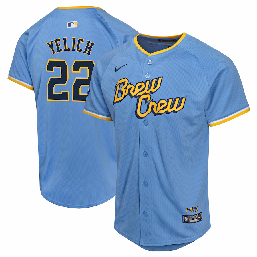 Youth Milwaukee Brewers Christian Yelich Nike Powder Blue City Connect Limited Player Jersey - Puhuasuan