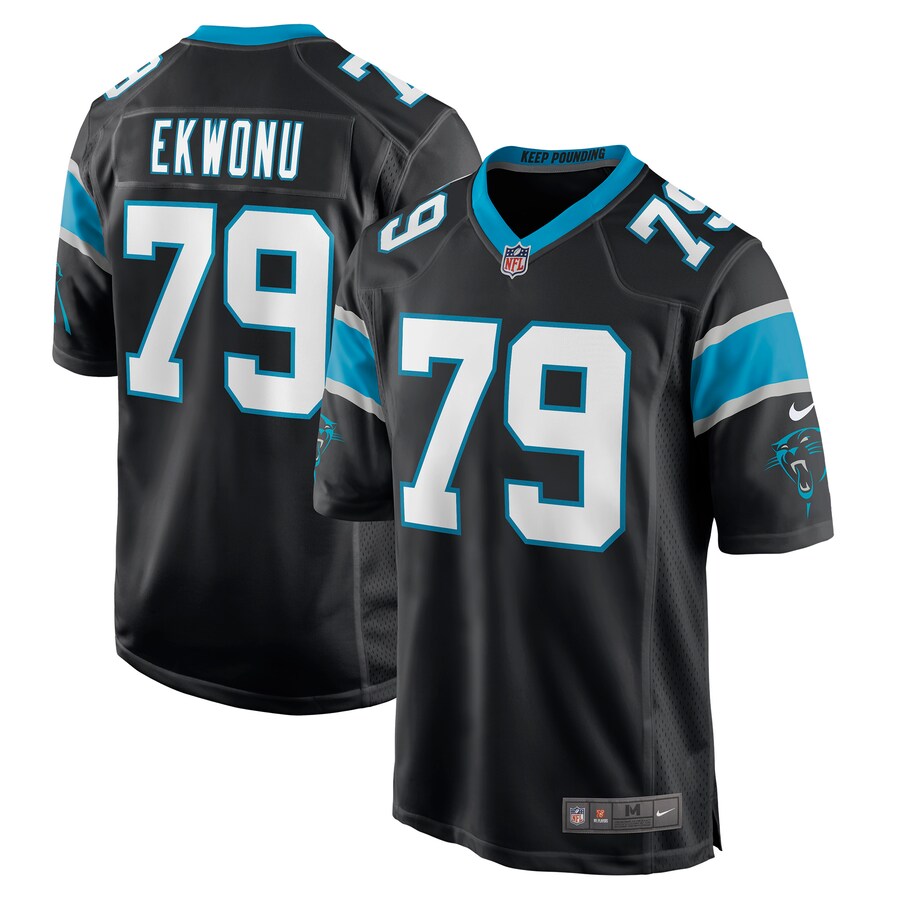Men's Carolina Panthers Ikem Ekwonu Nike Black Player Game Jersey - Puhuasuan