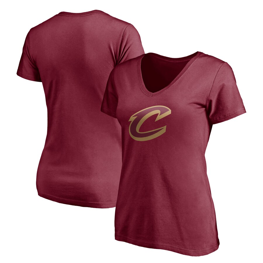 Women's Cleveland Cavaliers Garnet Logo V-Neck T-Shirt - Puhuasuan