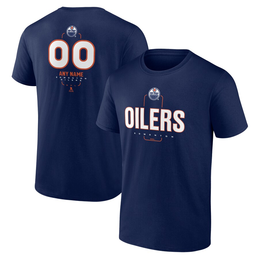 Men's Edmonton Oilers Navy Personalized Name & Number Midfielder T-Shirt - Puhuasuan
