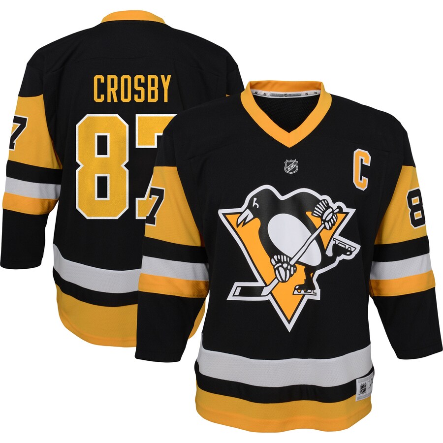 Youth Pittsburgh Penguins Sidney Crosby Black Captain Patch Home Replica Player Jersey - Puhuasuan
