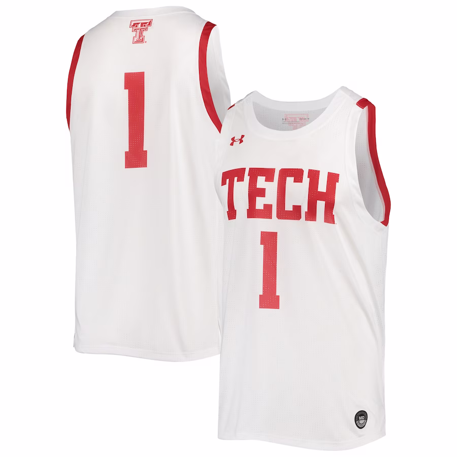 #1 Texas Tech Red Raiders Under Armour Alternate Replica Basketball Jersey - White - Puhuasuan