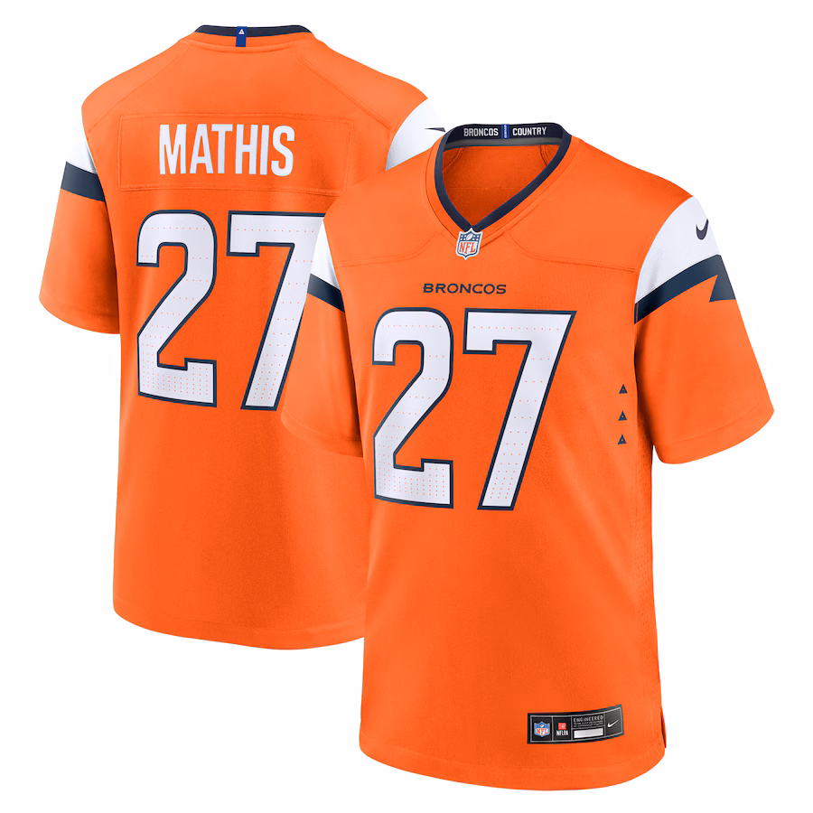 Men's Denver Broncos Damarri Mathis Nike Orange Team Game Jersey - Puhuasuan