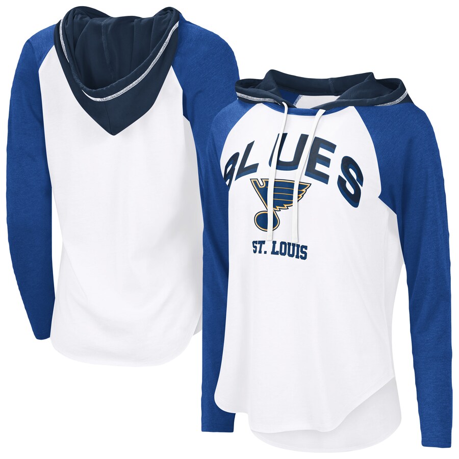 Women's St. Louis Blues G-III 4Her by Carl Banks White VIP Raglan Long Sleeve Hoodie T-Shirt - Puhuasuan