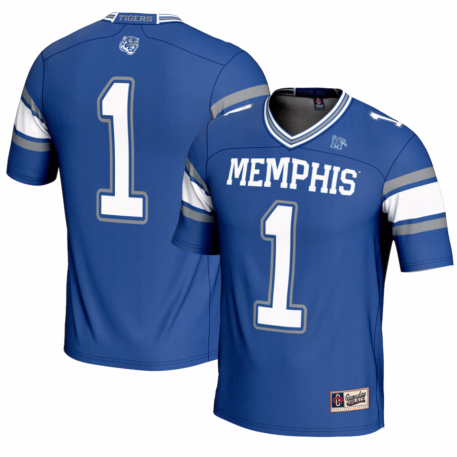 Men's GameDay Greats #1 Royal Memphis Tigers Endzone Football Jersey - Puhuasuan