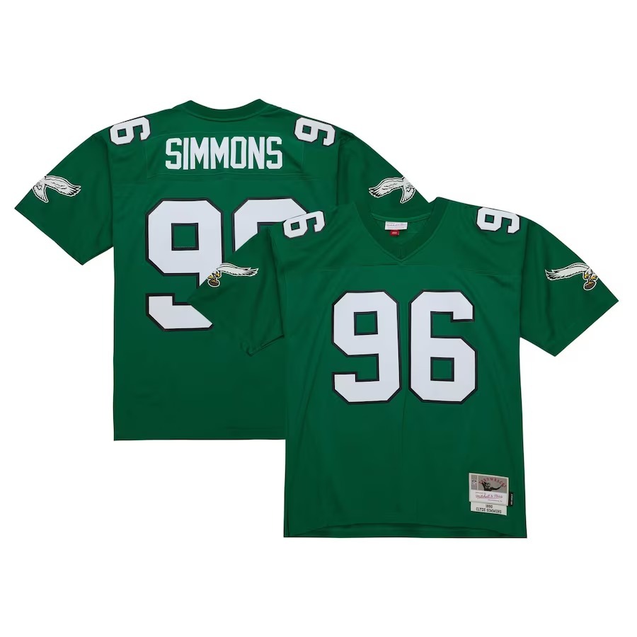 Men's Philadelphia Eagles Clyde Simmons Mitchell & Ness Kelly Green Legacy Replica Jersey - Puhuasuan