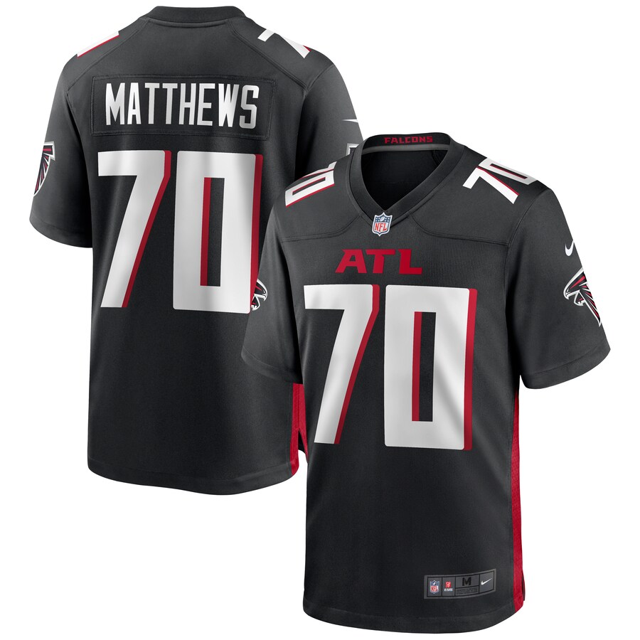 Men's Atlanta Falcons Jake Matthews Nike Black Game Jersey - Puhuasuan