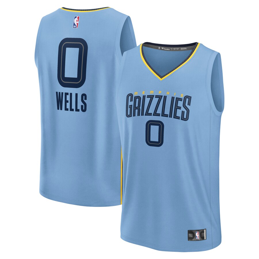 Men's Memphis Grizzlies Jaylen Wells Fanatics Light Blue Fast Break Replica Player Jersey - Statement Edition - Puhuasuan