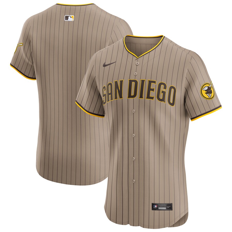 Men's San Diego Padres Nike Sand Alternate Vapor Premier Elite Patch Jersey - Puhuasuan