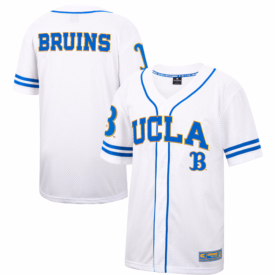 Men's Colosseum White UCLA Bruins Free Spirited Mesh Button-Up Baseball Jersey - Puhuasuan