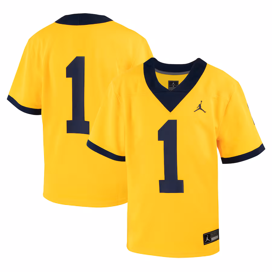 Youth Jordan Brand #1 Maize Michigan Wolverines Untouchable Football Jersey - Puhuasuan