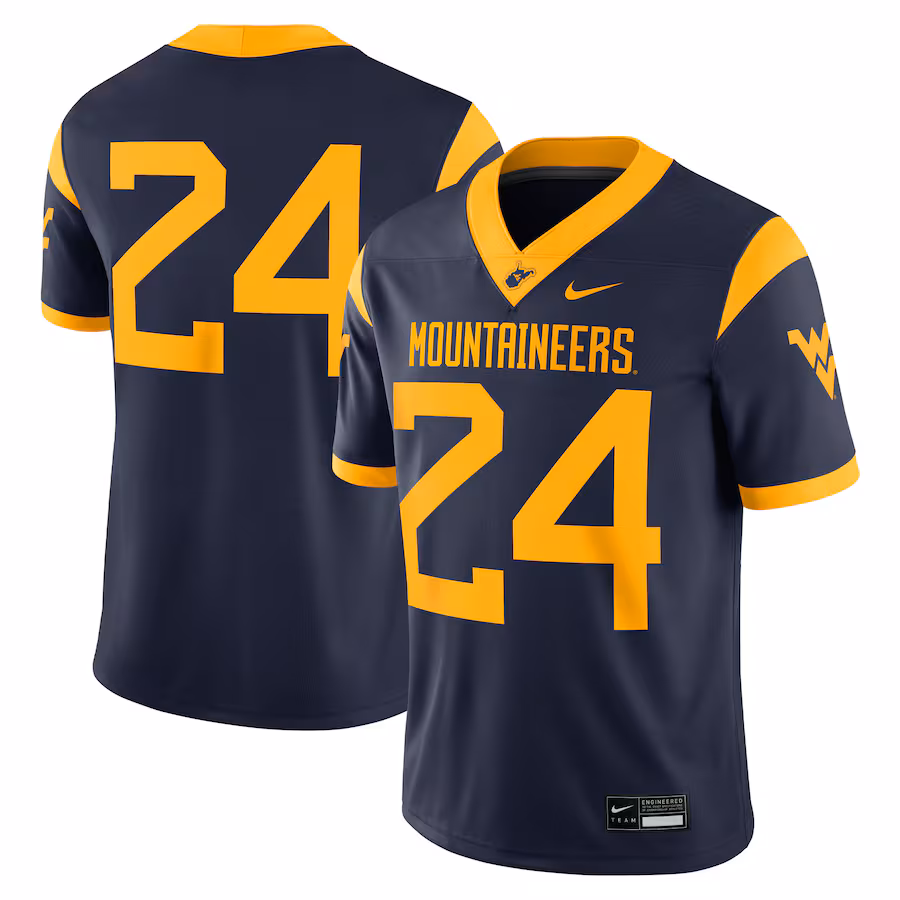 Men's Nike #24 Navy West Virginia Mountaineers Game Jersey - Puhuasuan