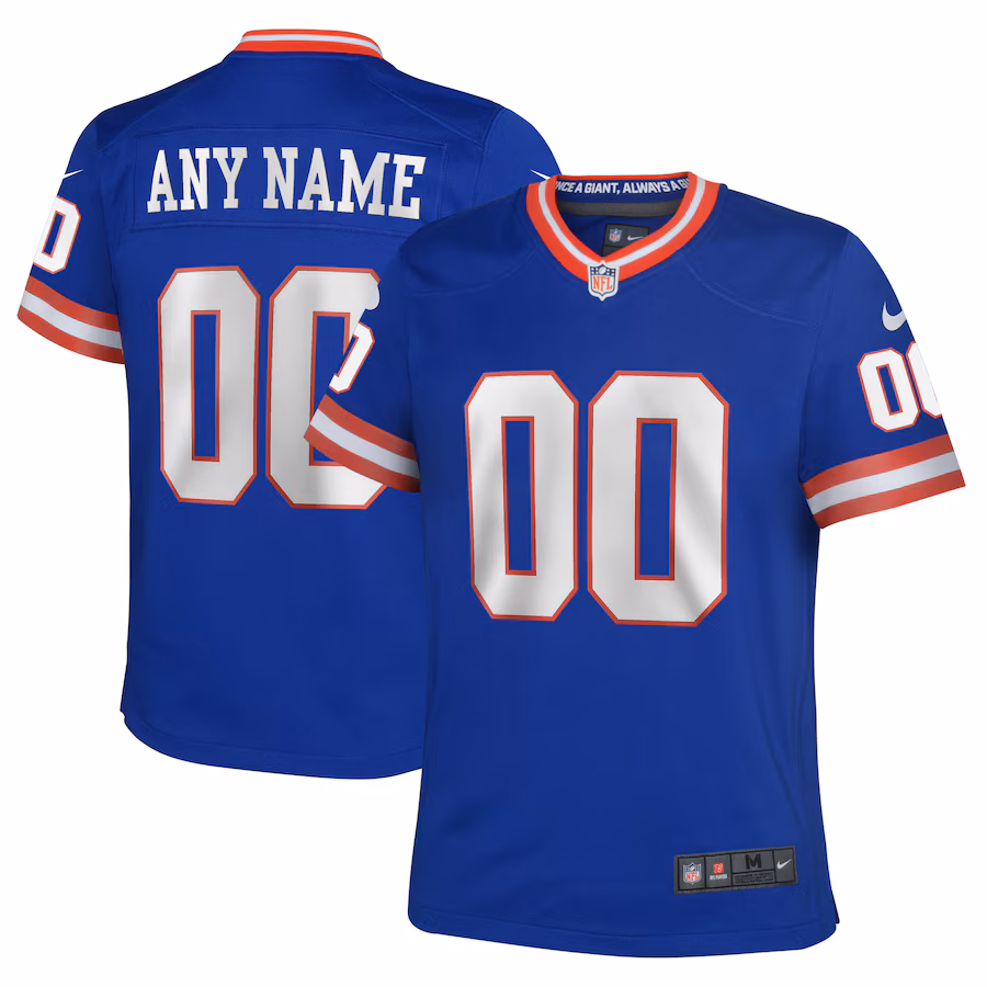 Youth New York Giants Nike Royal Classic Custom Game Jersey - Puhuasuan