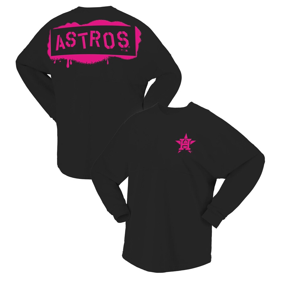 Women's Houston Astros Fanatics Black Neon Jersey Long Sleeve T-Shirt - Puhuasuan