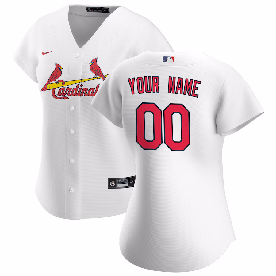 Women's St. Louis Cardinals Nike White Home Replica Custom Jersey - Puhuasuan