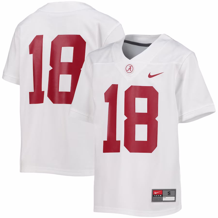 #18 Alabama Crimson Tide Nike Youth Untouchable Football Team Jersey - White - Puhuasuan