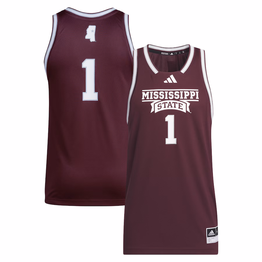 Men's adidas #1 Maroon Mississippi State Bulldogs Swingman Jersey - Puhuasuan
