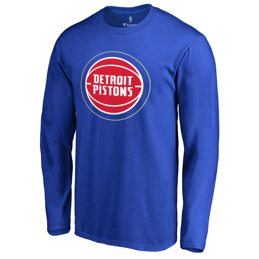 Men's Detroit Pistons Royal Primary Logo 2 Long Sleeve T-Shirt - Puhuasuan