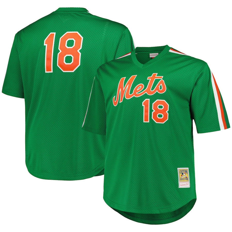 Men's New York Mets Darryl Strawberry Mitchell & Ness Green 1988 Cooperstown Collection Mesh Pullover Jersey - Puhuasuan