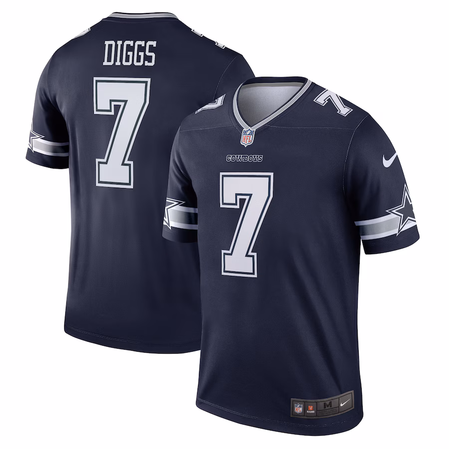 Men's Dallas Cowboys Trevon Diggs Nike Navy Team Legend Player Performance Top - Puhuasuan
