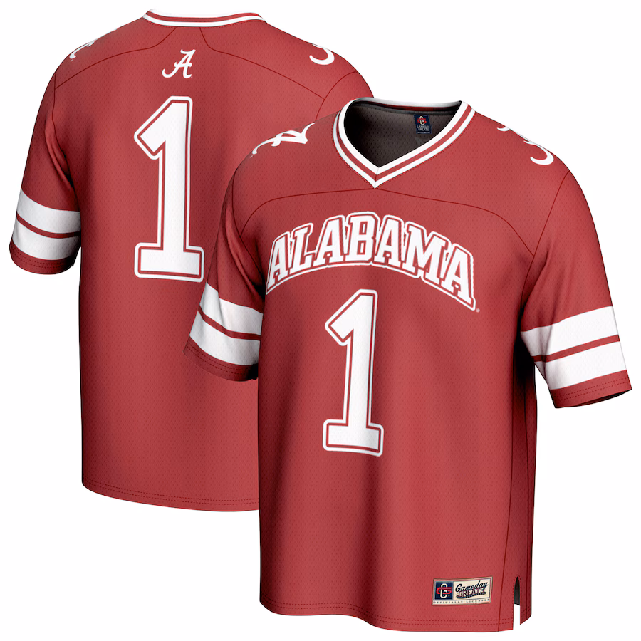 Youth GameDay Greats #1 Crimson Alabama Crimson Tide Lightweight Collegiate Football Fashion Jersey - Puhuasuan