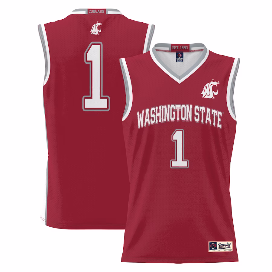 #1 Washington State Cougars GameDay Greats Youth Lightweight Basketball Jersey - Crimson - Puhuasuan