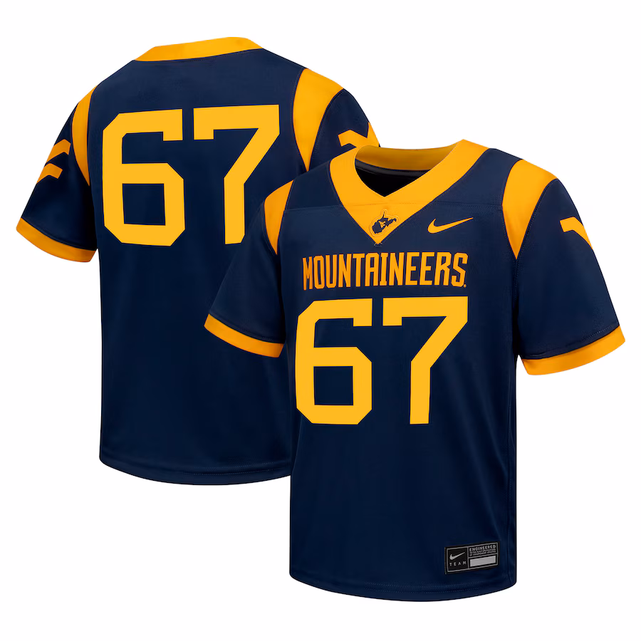 Youth Nike #67 Navy West Virginia Mountaineers Untouchable Football Jersey - Puhuasuan