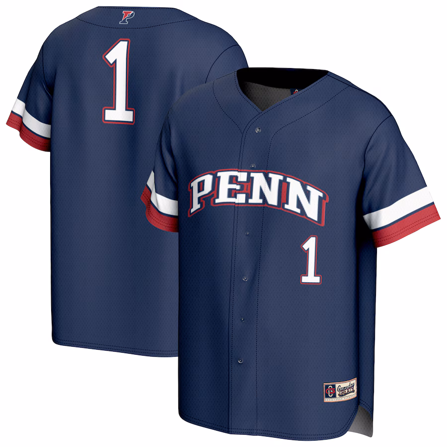 Youth GameDay Greats  Navy Pennsylvania Quakers Pick-A-Player Lightweight Baseball Fashion Jersey - Puhuasuan