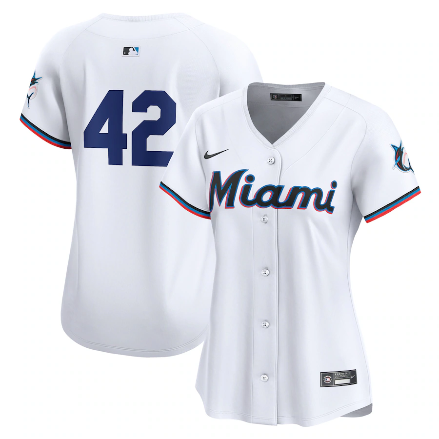 Women's Miami Marlins  Nike White 2024 Jackie Robinson Day Home Limited Jersey - Puhuasuan