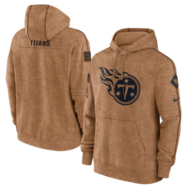 Men's Tennessee Titans 2023 Brown Salute to Service Pullover Hoodie - Puhuasuan