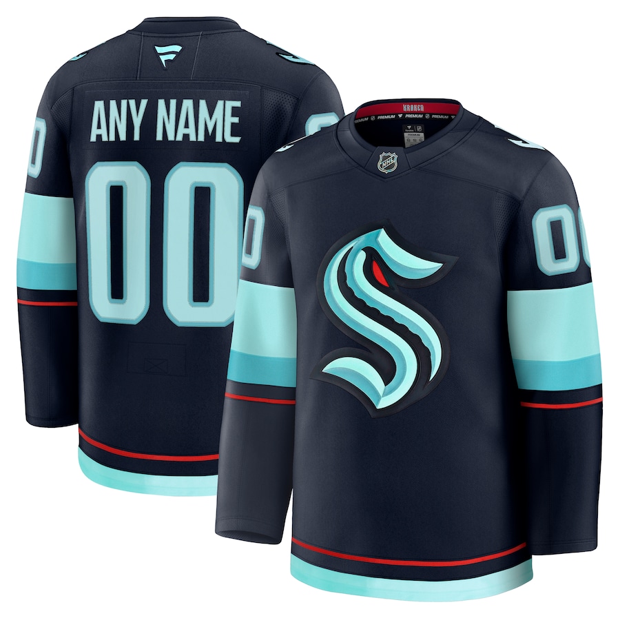 Men's Seattle Kraken Fanatics Deep Sea Blue Home Premium Custom Jersey - Puhuasuan