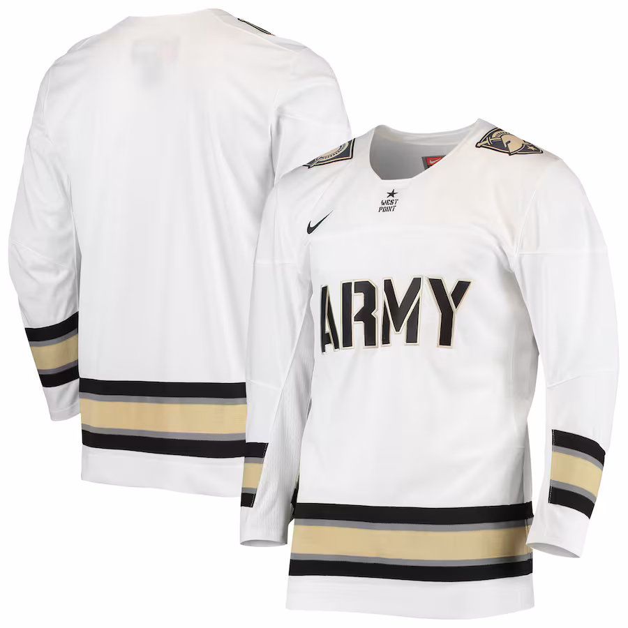Men's Nike White Army Black Knights Replica Hockey Jersey - Puhuasuan