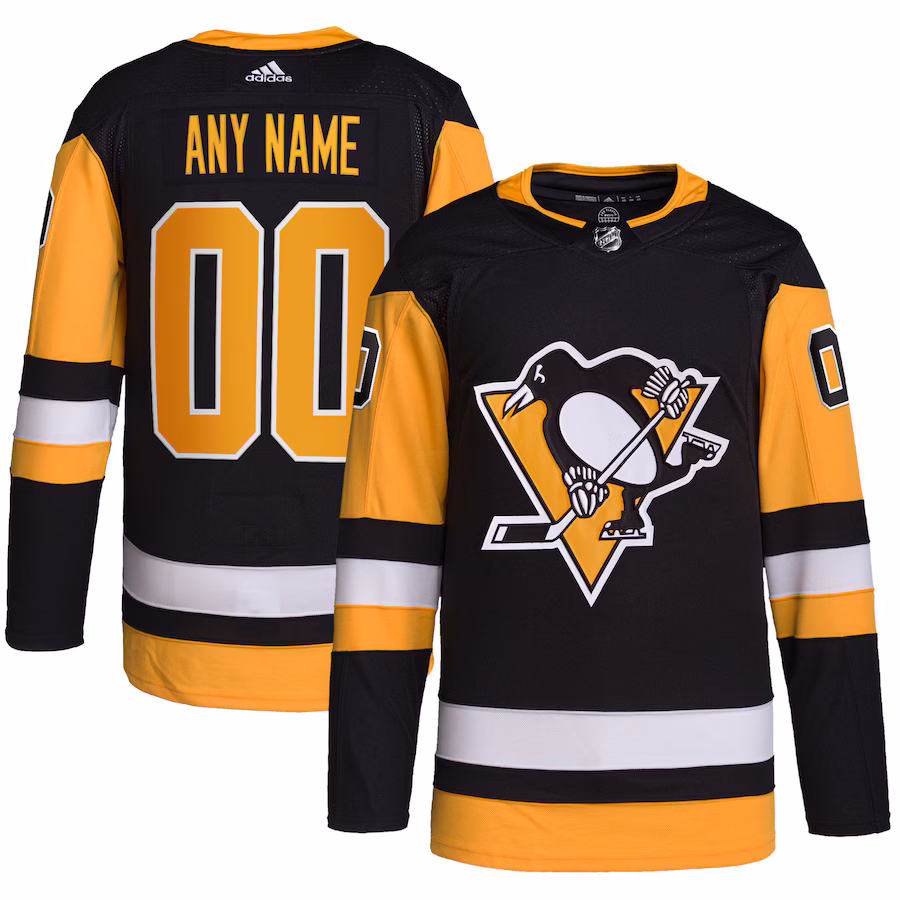 Men's Pittsburgh Penguins adidas Black Home Primegreen Authentic Custom Jersey - Puhuasuan
