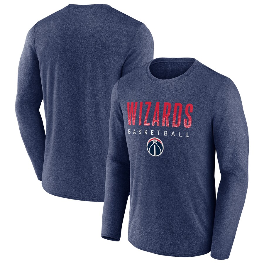 Men's Washington Wizards Fanatics Heathered Navy Where Legends Play Iconic Practice Long Sleeve T-Shirt - Puhuasuan