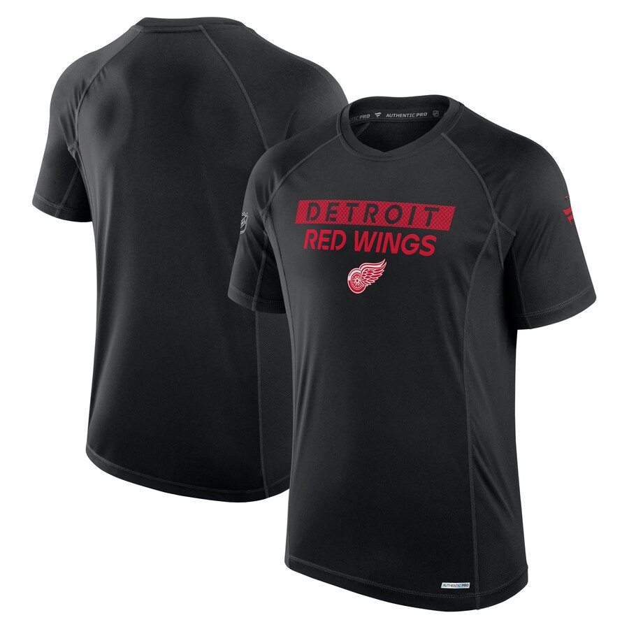 Men's Detroit Red Wings Fanatics Black Authentic Pro Rink Tech T-Shirt - Puhuasuan