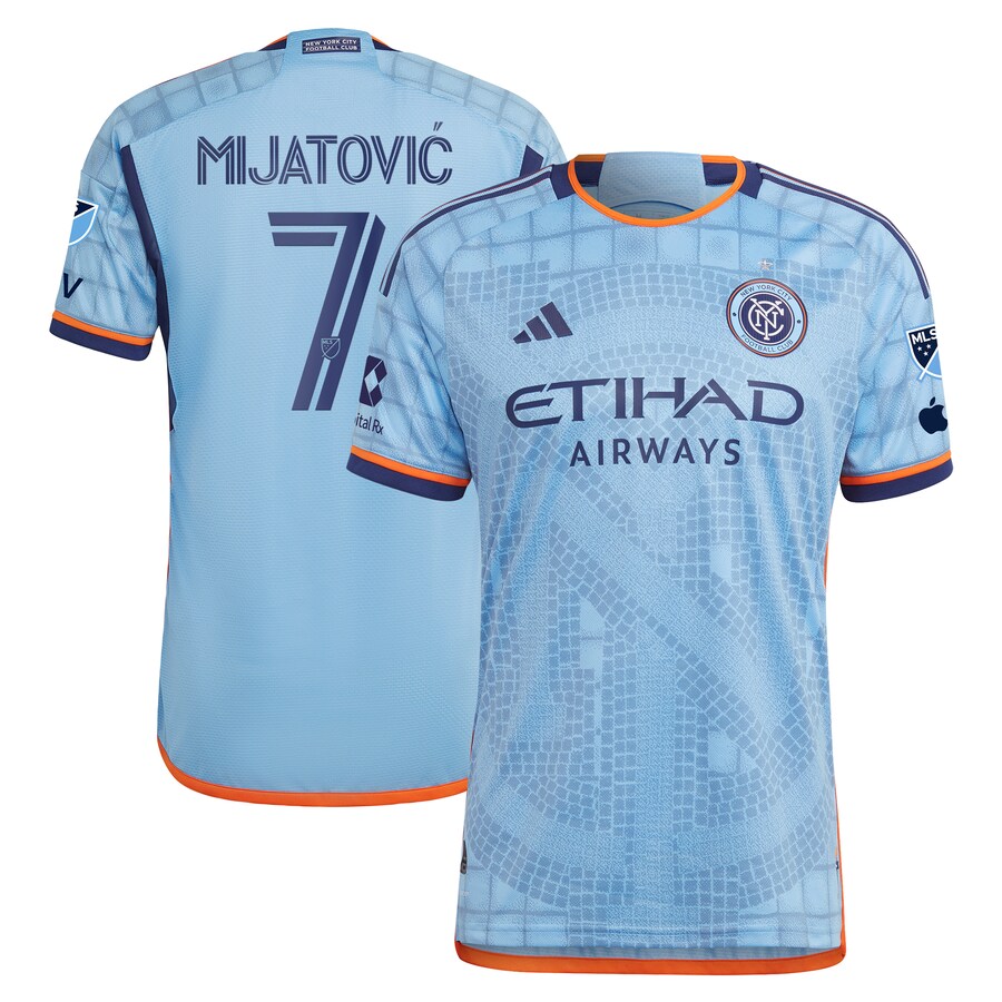 Men's New York City FC Jovan Mijatović adidas Light Blue 2024 The Interboro Kit Authentic Player Jersey - Puhuasuan