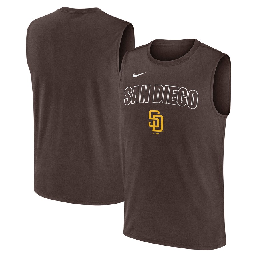 Men's San Diego Padres Nike Brown Knockout Performance Muscle Tank Top - Puhuasuan