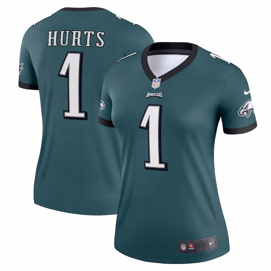 Women's Philadelphia Eagles Jalen Hurts Nike Green Team Legend Player Performance Top - Puhuasuan