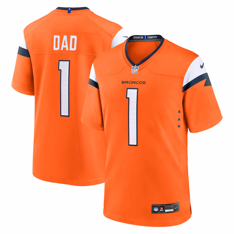 Men's Denver Broncos  Nike Orange #1 Dad Game Jersey - Puhuasuan